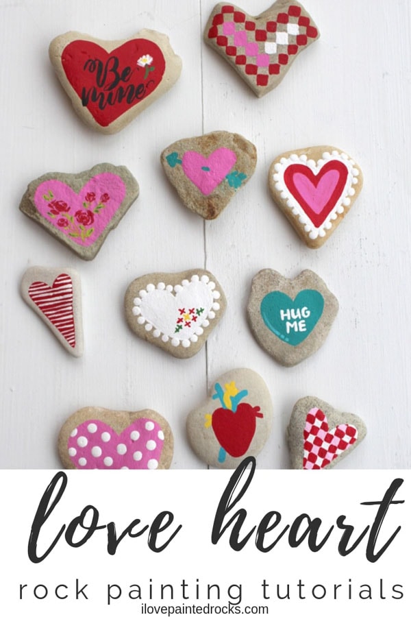 Easy rock painting ideas for Valentine's Day! Step by step instructions for 11 different ways to paint rocks for Valentine's Day. #ilovepaintedrocks #rockpainting #paintedrocks #valentinescraft #easycraft #kidscraft #rockpaintingideas