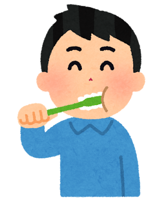 歯を磨いている男性のイラスト