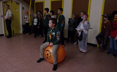 boy on a space hopper at halloween