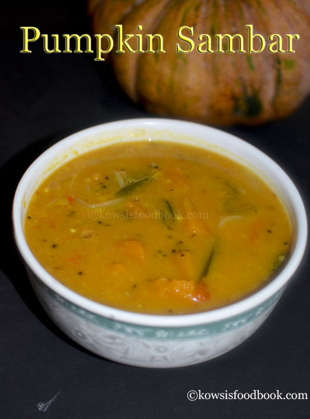 Pumpkin Sambar with step by step pictures
