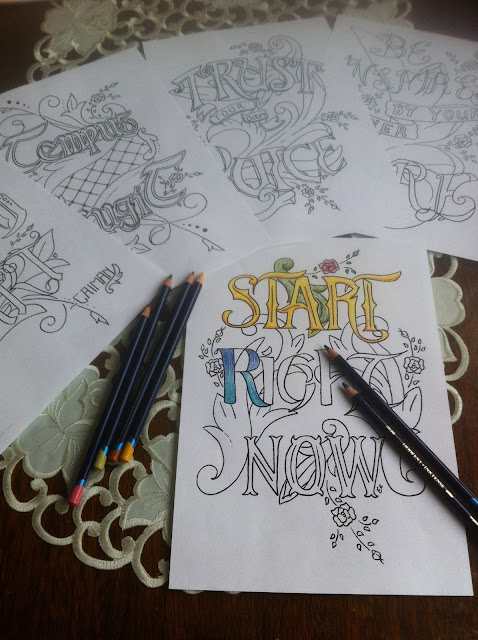 colouring, lettering, typography, inspirational quotes