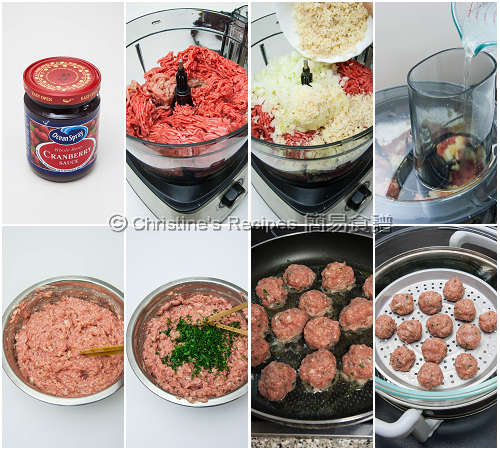 肉丸配蔓越莓醬製作圖 Meatballs with Cranberry Sauce Procedures