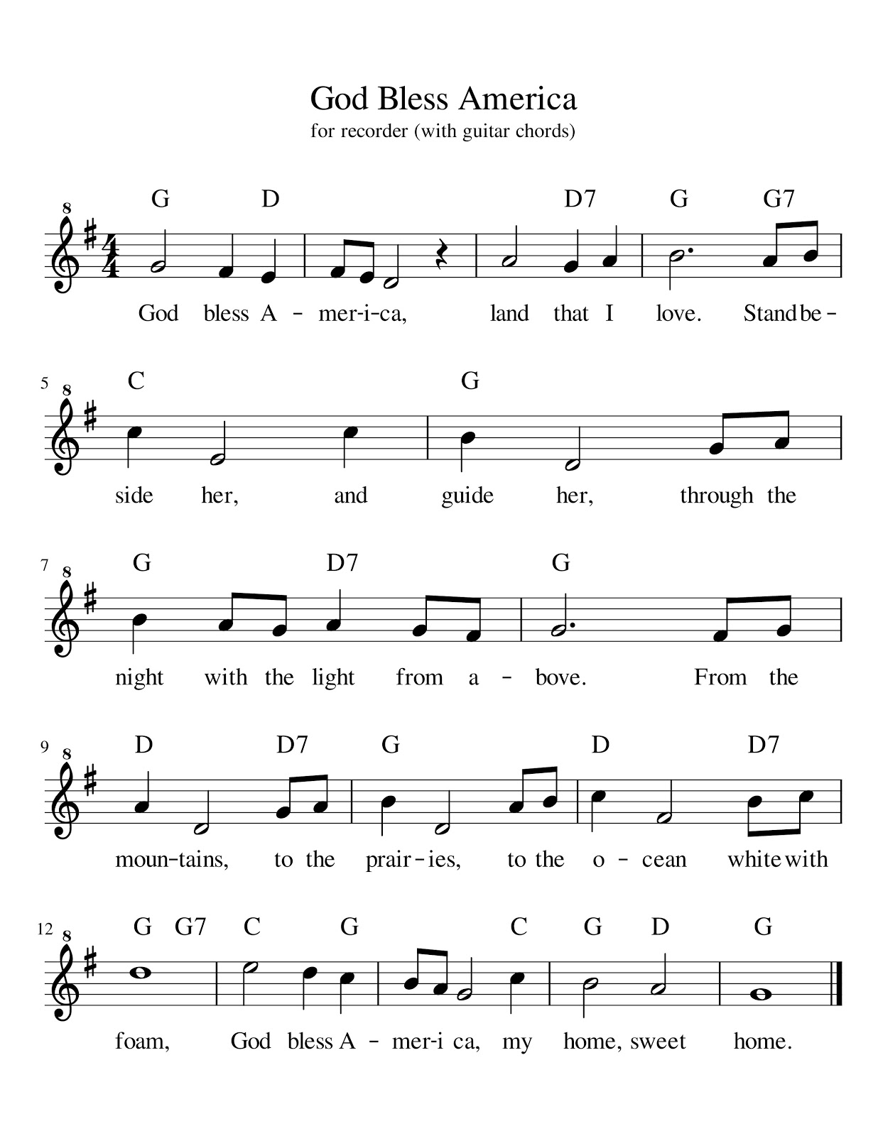 Piano Free Printable God Bless America Sheet Music Piano Free Printable God Bless America Sheet Music