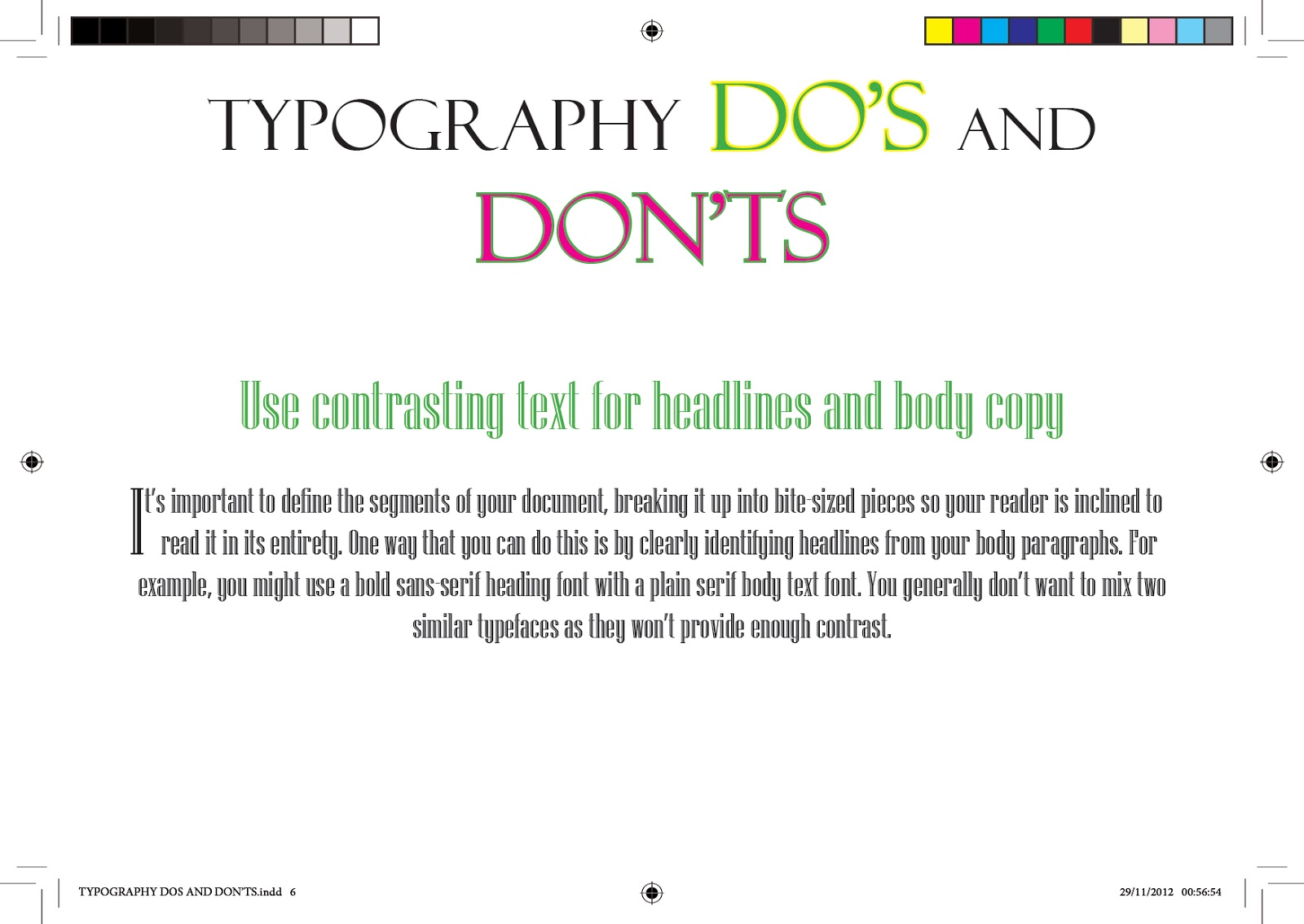 TYPOGRAPHY DO's AND DONT's HEADLINES TYPOGRAPHY DO's AND DONT's