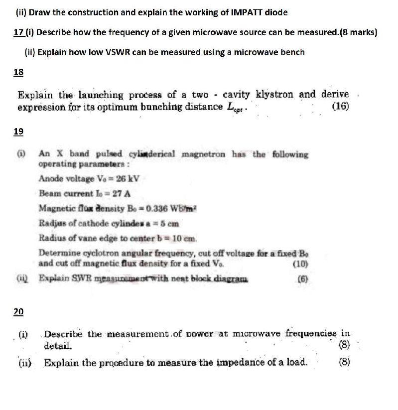 EC2403 RF and Microwave Engineering BE ECE Nov Dec 2015 Important
