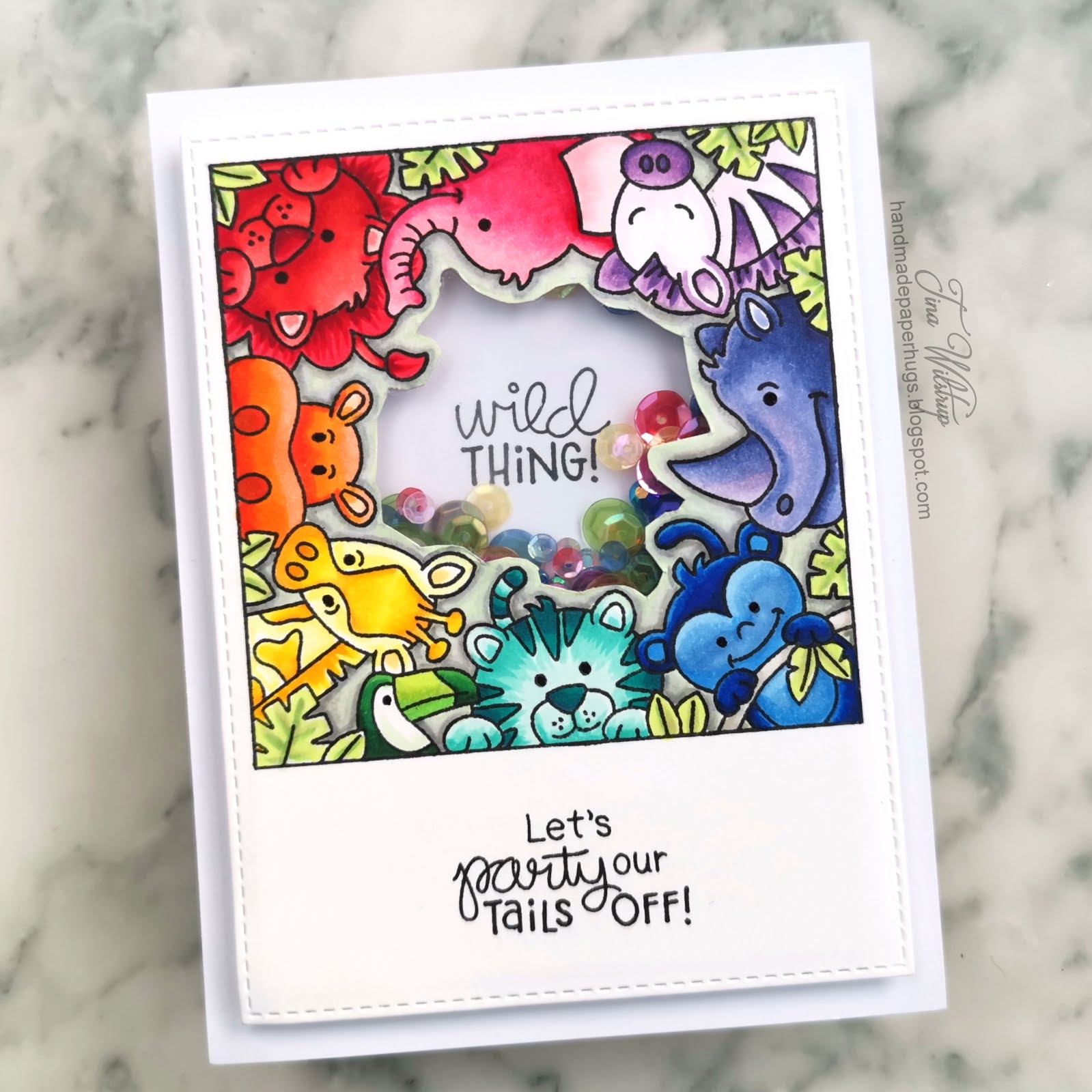 Zoo Party Shaker Card by January Guest Designer Tina Wilstrup | Zoo Party Stamp Set by Newton's Nook Designs #newtonsnook #handmade