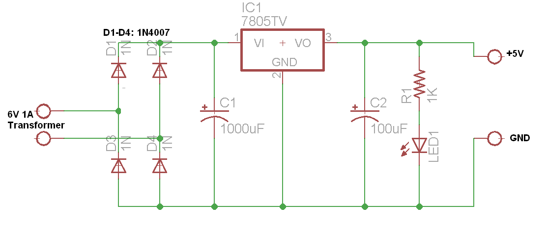 5 Volt Power Supply Circuit Diagram