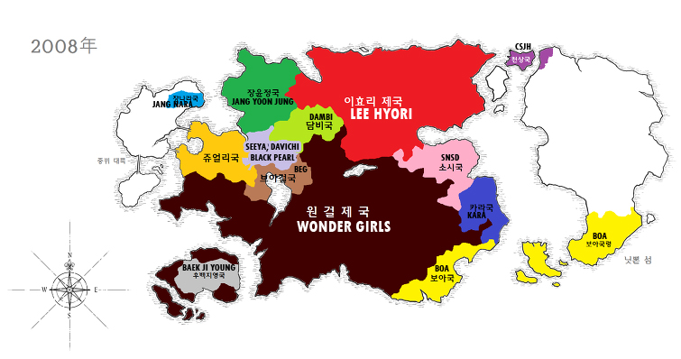 Bestiz] Map of female artists/girl groups from 1997 to 2012
