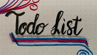 hand lettering, todo list words, colour drawing with brush pens