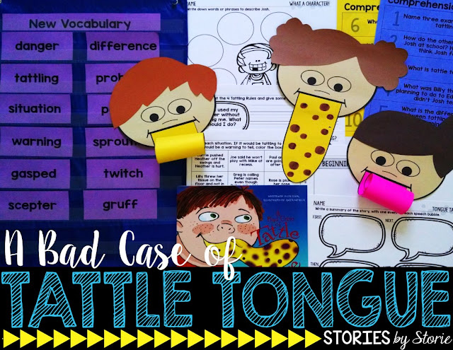  When students do not know the difference between tattling and reporting, it can eat up instructional time and frustrate even the most experienced teacher. I like to spend a good chunk of time at the beginning of the year teaching and using examples to illustrate the difference.  Here are some ideas for using the book, A Bad Case of Tattle Tongue in the classroom to address tattling and reporting.