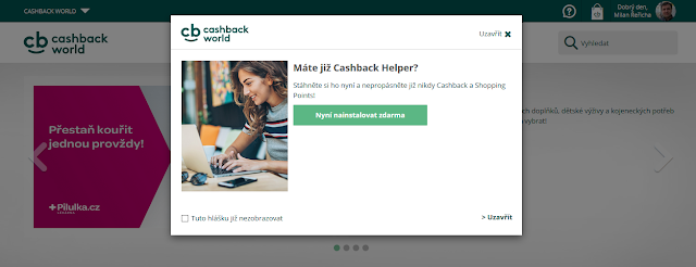 upoutávka na doplněk Cashback Helper na webu Cashback World - milanrericha.cz