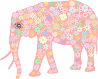Elefante floral - Criação Blog PNG-Free 