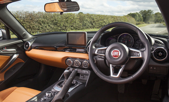 Cabin is cosy and comfortable Fiat 124 Spider cabin