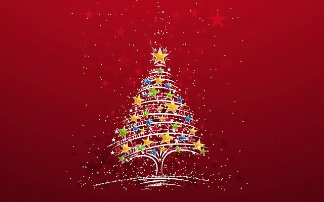 Rode kerst wallpaper met kerstboom