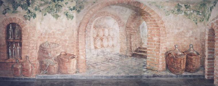 Iluzjonistyczne malarstwo dekoracyjne  w piwnicy na wina. Rezydencja w Warszawie, 1999'