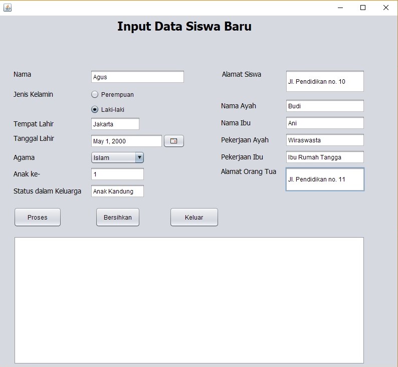 Aplikasi Input Data Siswa Menggunakan Java NetBeans