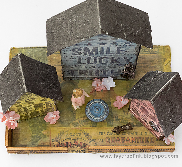Layers of ink - Word Village Tutorial by Anna-Karin using Sizzix Tim Holtz Tiny Houses die.