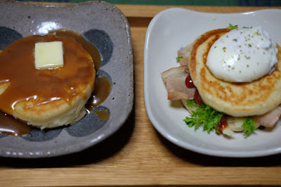 生坂村の古民家カフェ　ひとつ石の料理練習　パンケーキ