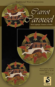 Carrot Carousel Wool Applique Runner 12" x 26"