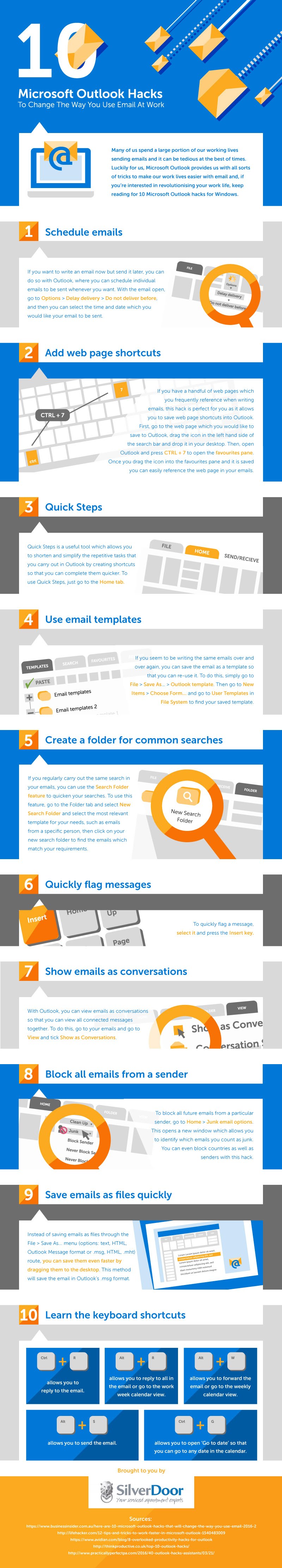 10 Microsoft Outlook Hacks To Change The Way You Use Email At Work #Infographic