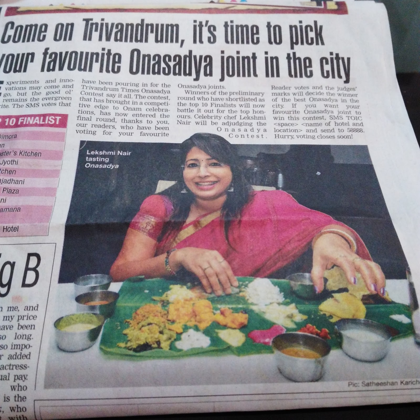 Foodie Delights Bangalore Life n Spice Restaurants serving Onam