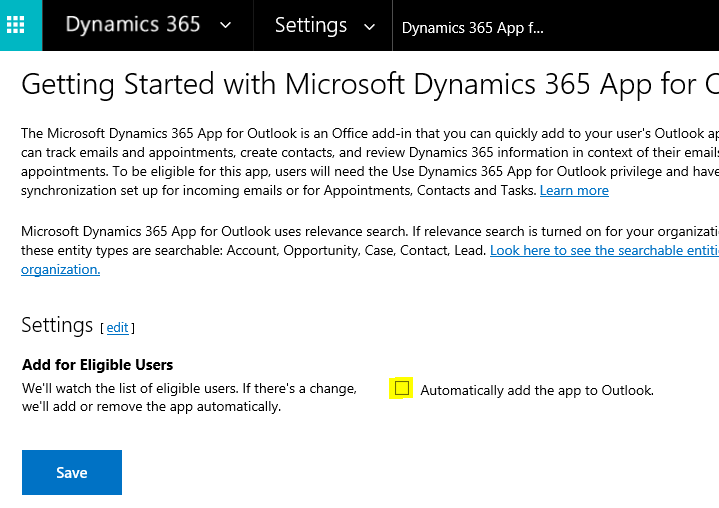 Dynamics 365 Customer Engagement Lightweight Outlook App for Dynamics 365