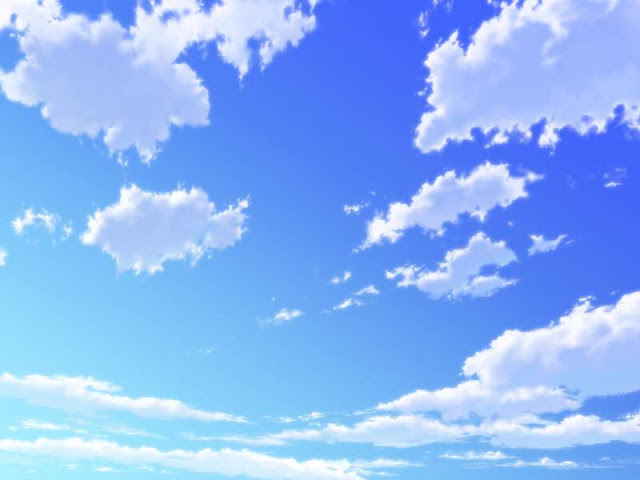 Anime Landscape: Blue Sky and Cotton Clouds (Anime Background)