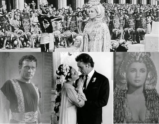 Cléopatre, Elizabeth Taylor & Richard Burton mosaïque avec des photos du film Cléopatre avec Elizabeth Taylor & Richard Burton