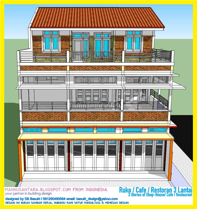  Desain  Ruko 3 Lantai  Multifungsi untuk Cafe  dan Restoran 