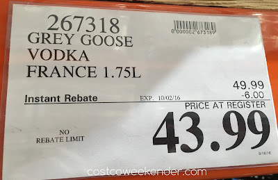 Deal for a 1.75 L bottle of Grey Goose Vodka at Costco