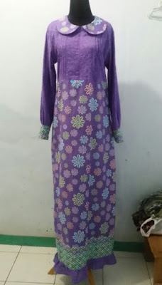 Model Gamis Batik Kombinasi Embos Model Gamis Batik Kombinasi Embos