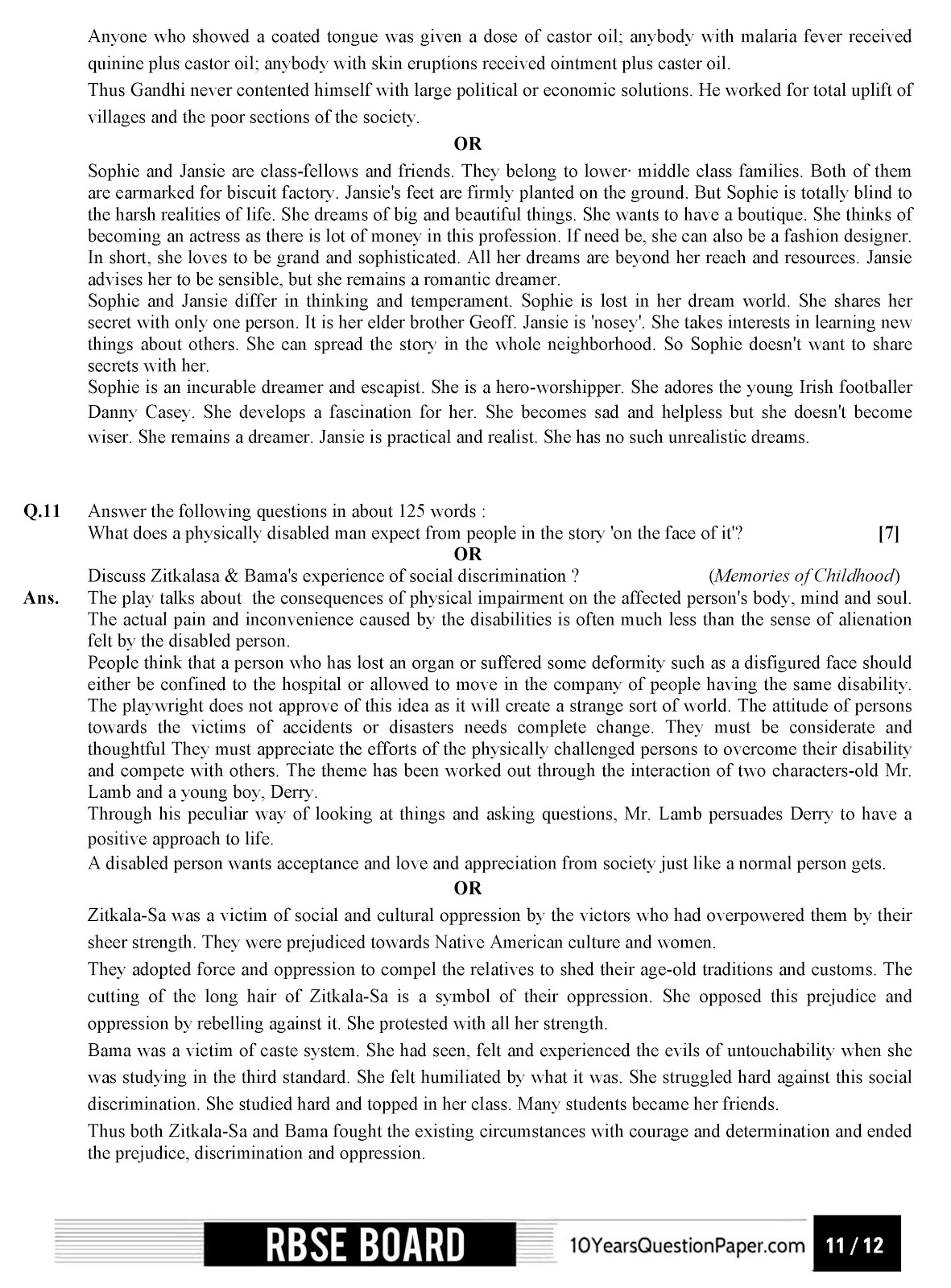 Rajasthan board 2017 class 12th English question paper and solution RBSE class 12th 2017 English question paper with solution