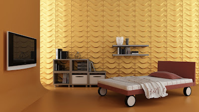 3D bedroom wall art design with mosaic paneling 3D bedroom wall art design with mosaic paneling