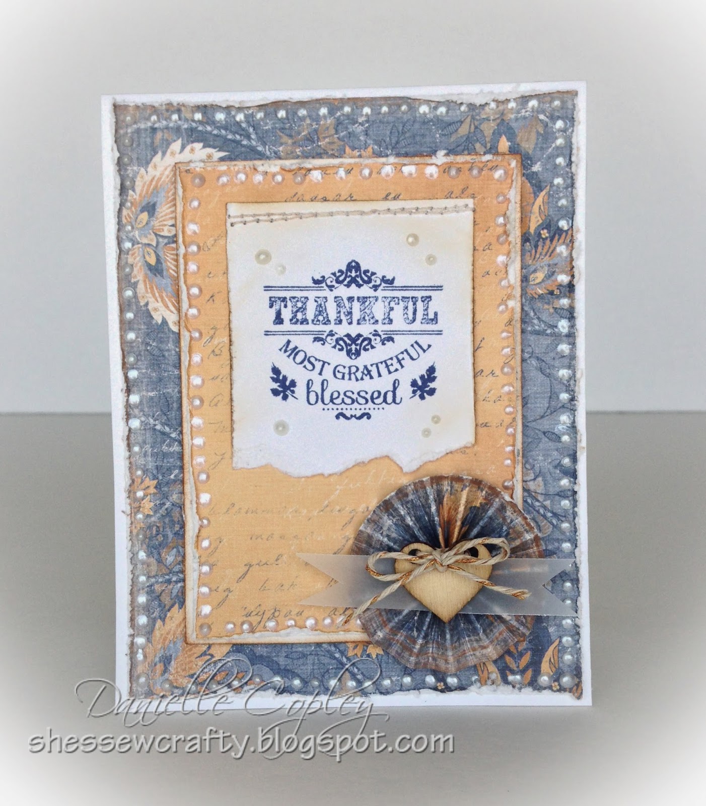 Thankful card, Vintage perfect for Thanksgiving using Maja Design papers for Scrapbook Maven