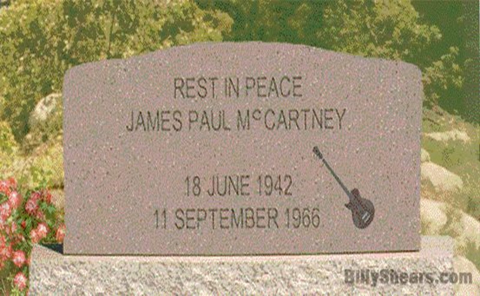 BEATLE PAUL McCARTNEY'S GRAVE STONE - DEDICATED BY BILLY SHEARS PAUL'S FIRST STAND-IN