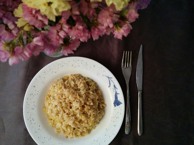 Risotto d'escarxofes amb formatge blau