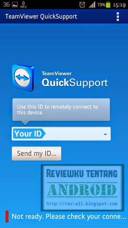 Tampilan utama aplikasi TeamViewer QuickSupport - aplikasi Android untuk meremot perangkat Android di komputer via internet (rev-all.blogspot.com)