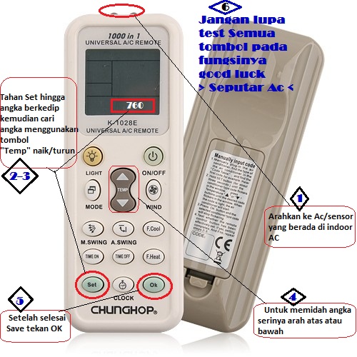 Code Remote AC Universal dan Cara setting ↔ Seputar AC