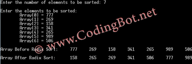 Radix Sort Example And C Code