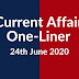 Current Affairs One-Liner: 24th June 2020