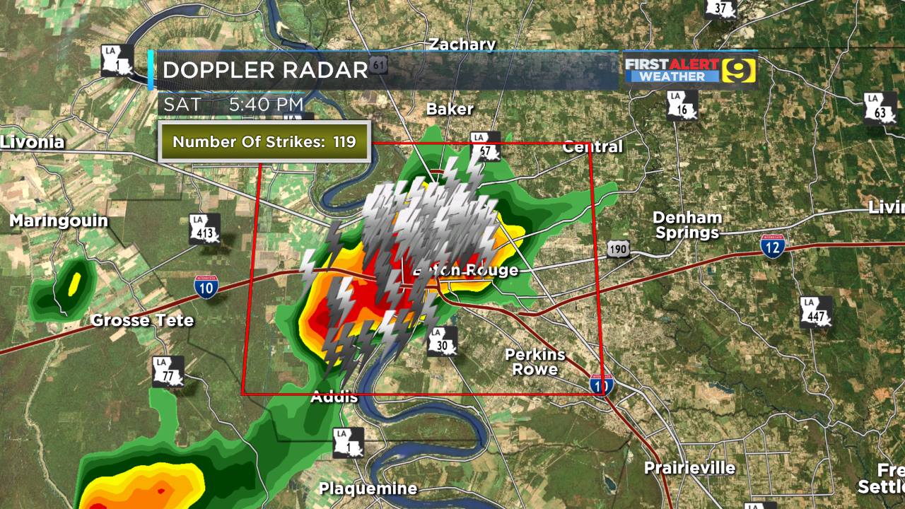 10 showing storms with plenty of lightning extending from the lsu campus northward through downtown baton rouge 10 showing storms with plenty of lightning extending from the lsu campus northward through downtown baton rouge