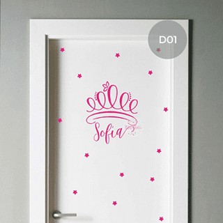 vinilo decorativo puerta infantil corona coronita princesa