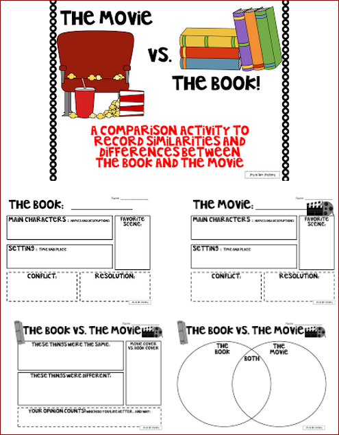 Nyla's Crafty Teaching: Comparing Movies to Books - Free Worksheets