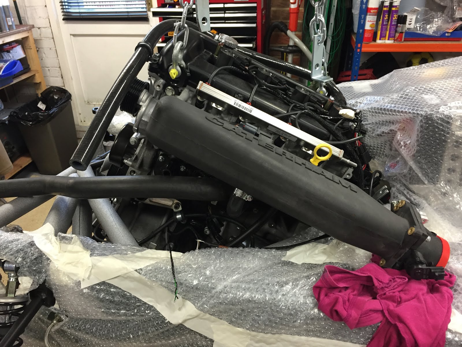 Caterham Seven 360R Build Blog Engine and gearbox in! (Build Day 7)