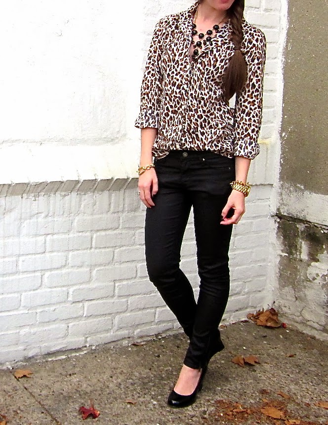 Coated Skinnies + Leopard Shirts