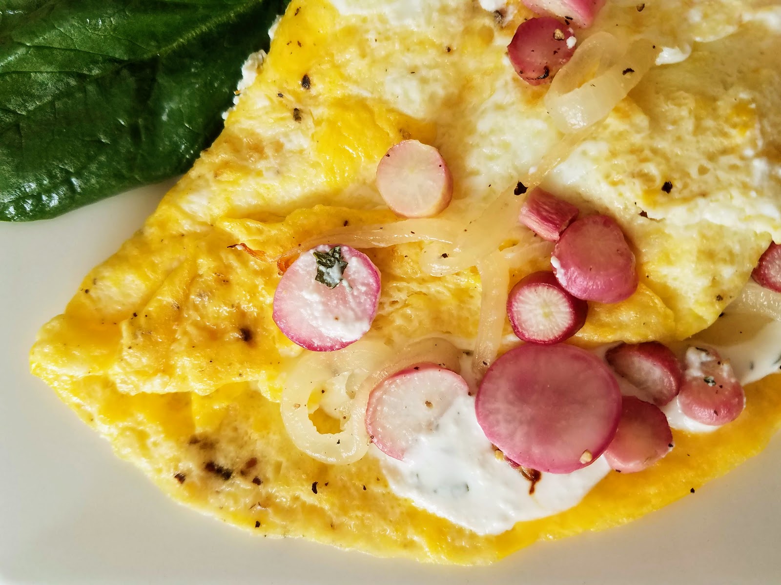 Roasted Radish and Herbed Ricotta Omelet