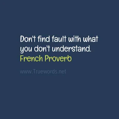 Don't find fault with what you don't understand.