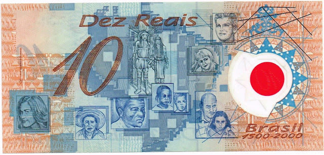 Brazil Currency 10 Reais Polymer Commemorative banknote 2000 500th Anniversary Discovery of Brazil