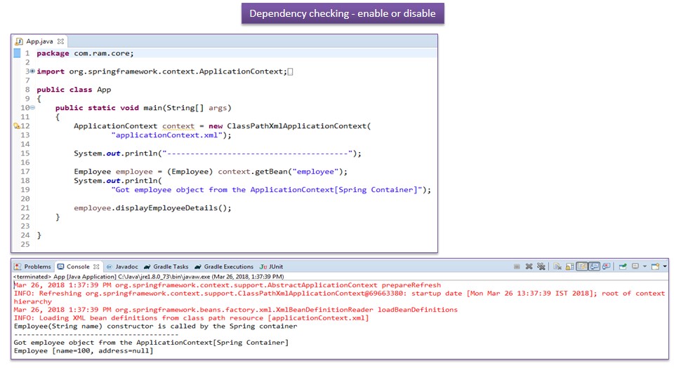 JAVA EE: How to enable or disable the Spring Dependency checking using ...