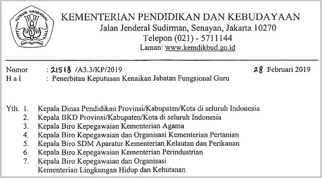 Surat Edaran Kemendikbud Nomor 21518 /A3.3/KP/2019 Tentang Penerbitan